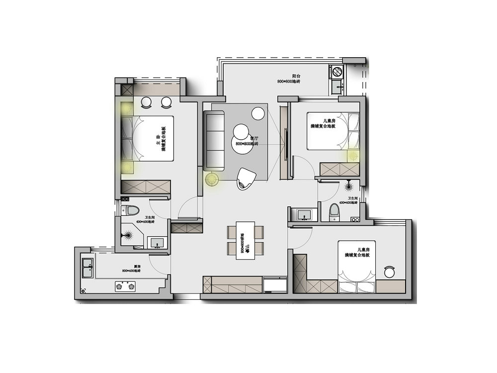 中建大公館116平現代風格裝修效果圖