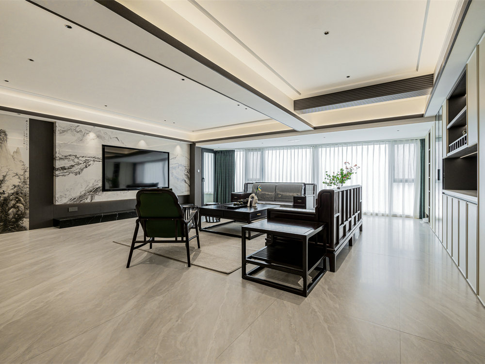 金沙泊岸220平新中式風格裝修效果圖