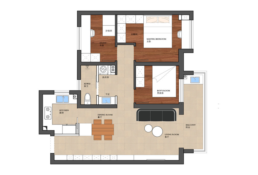 中建大公館101平現代風格裝修效果圖