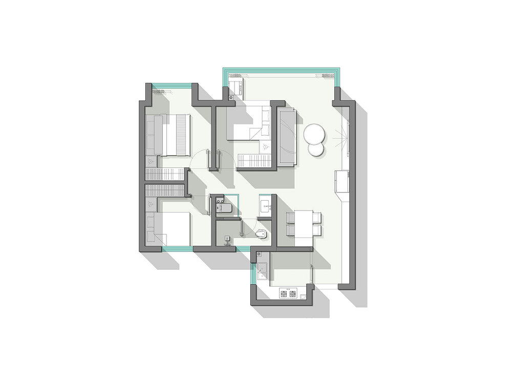 中建大公館103平法式風格裝修效果圖