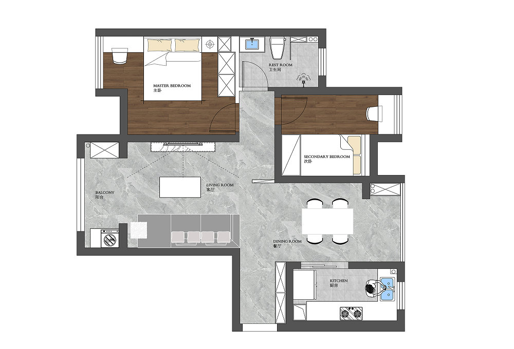 廣電光谷家三區91平法式復古風格裝修效果圖
