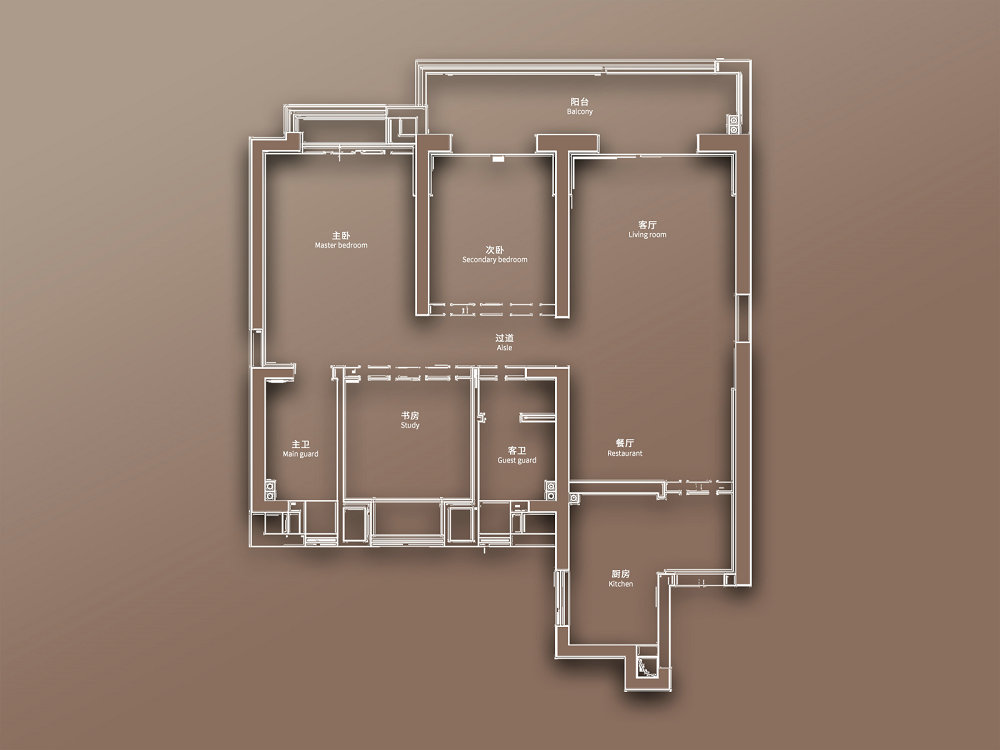 華僑城紅坊128平奶油法式風格裝修效果圖