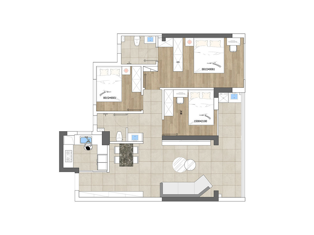 尚城國際106平意式極簡風格裝修效果圖