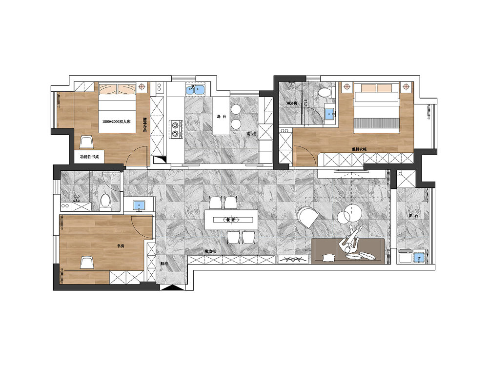 漢陽印象135平現代風格裝修效果圖