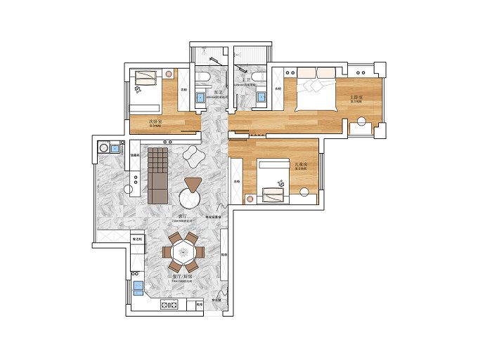 海林廣場123平現代風格裝修效果圖