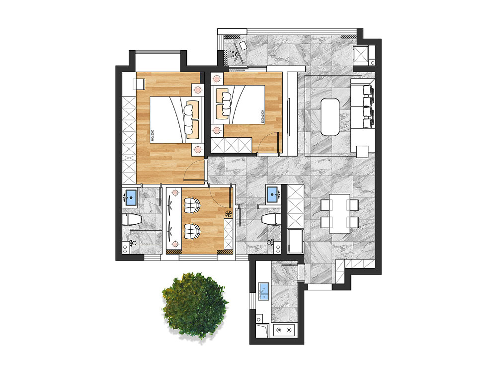 旭輝江悅府120平奶油風格裝修效果圖