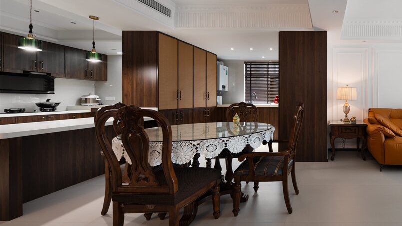 鵬湖灣180平中古風格裝修效果圖