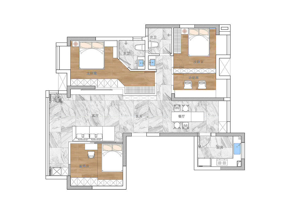 金科和雅東方135平原木奶油風裝修效果圖