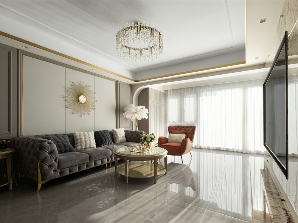 深業泰云府128平美式風格裝修效果圖