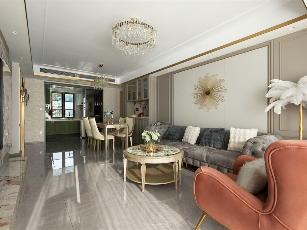 深業泰云府128平美式風格裝修效果圖