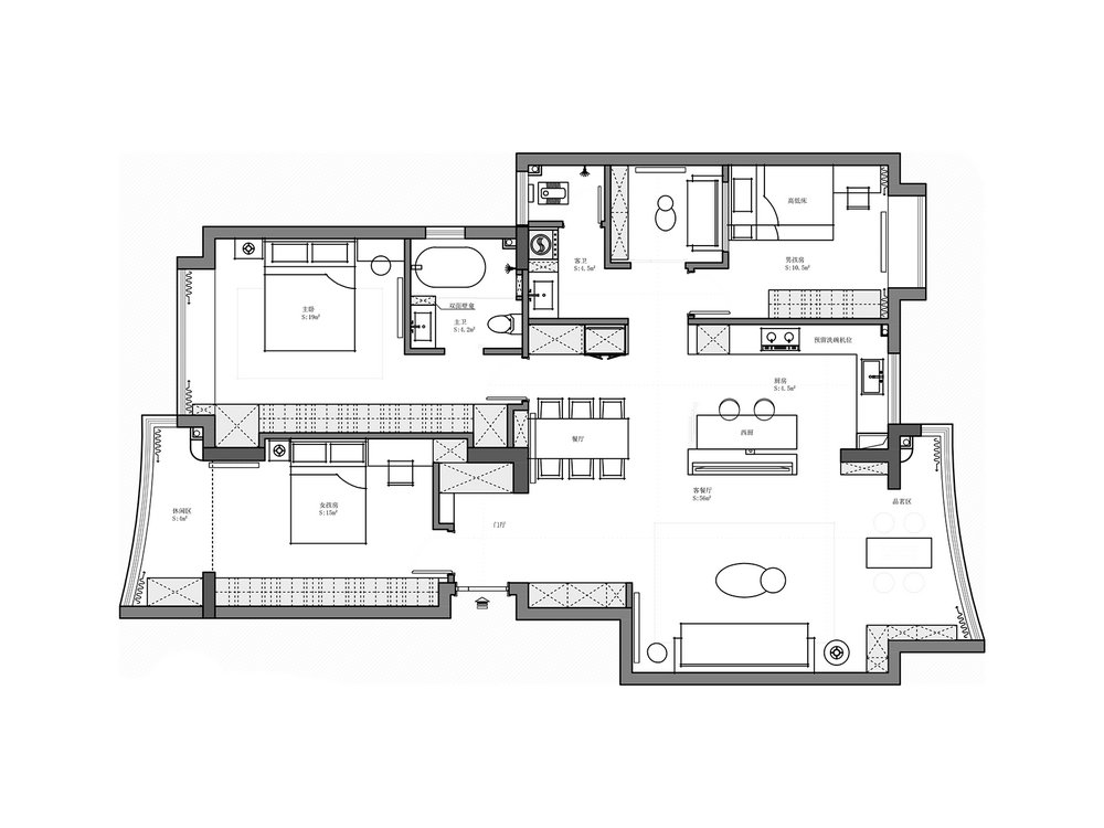 東湖名居151平現代風格裝修效果圖