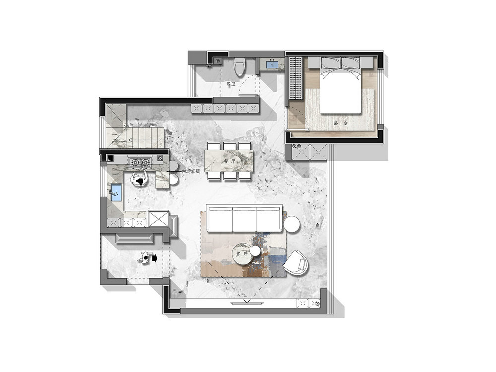 新希望錦粼九里169平現代風格疊拼別墅裝修效果圖