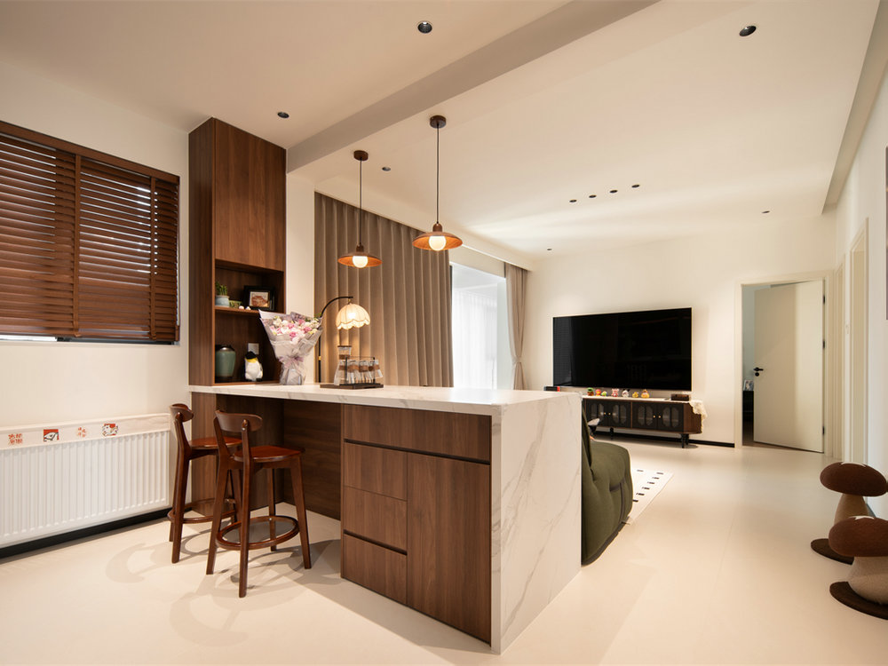 新長江香榭琴臺104平中古風格裝修效果圖