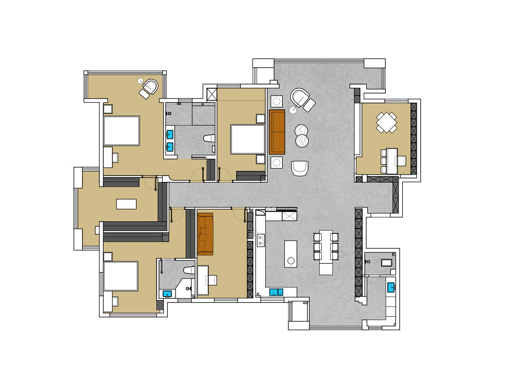 南湖九號286平現代風格裝修效果圖
