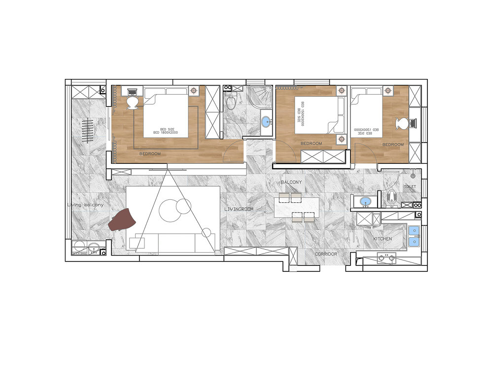 中建星光城126平現代風格裝修效果圖