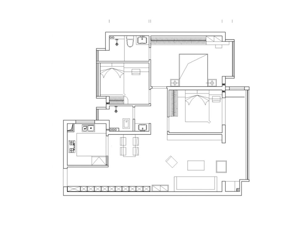 雅居樂花園105平現代風格裝修效果圖