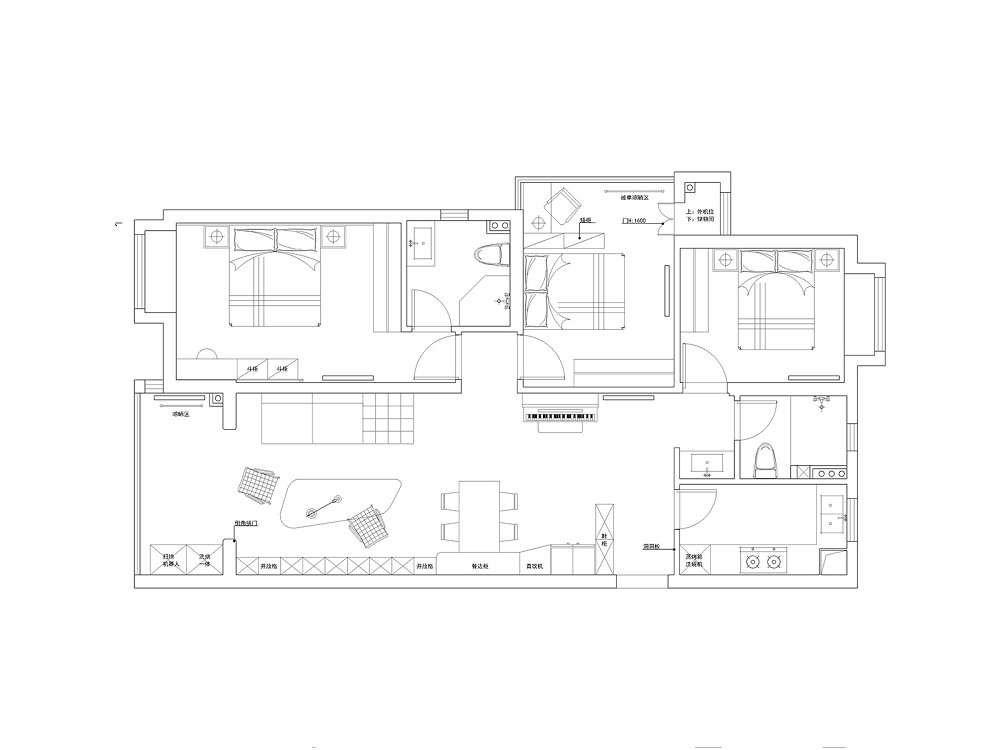 美聯城觀120平奶油風格裝修效果圖