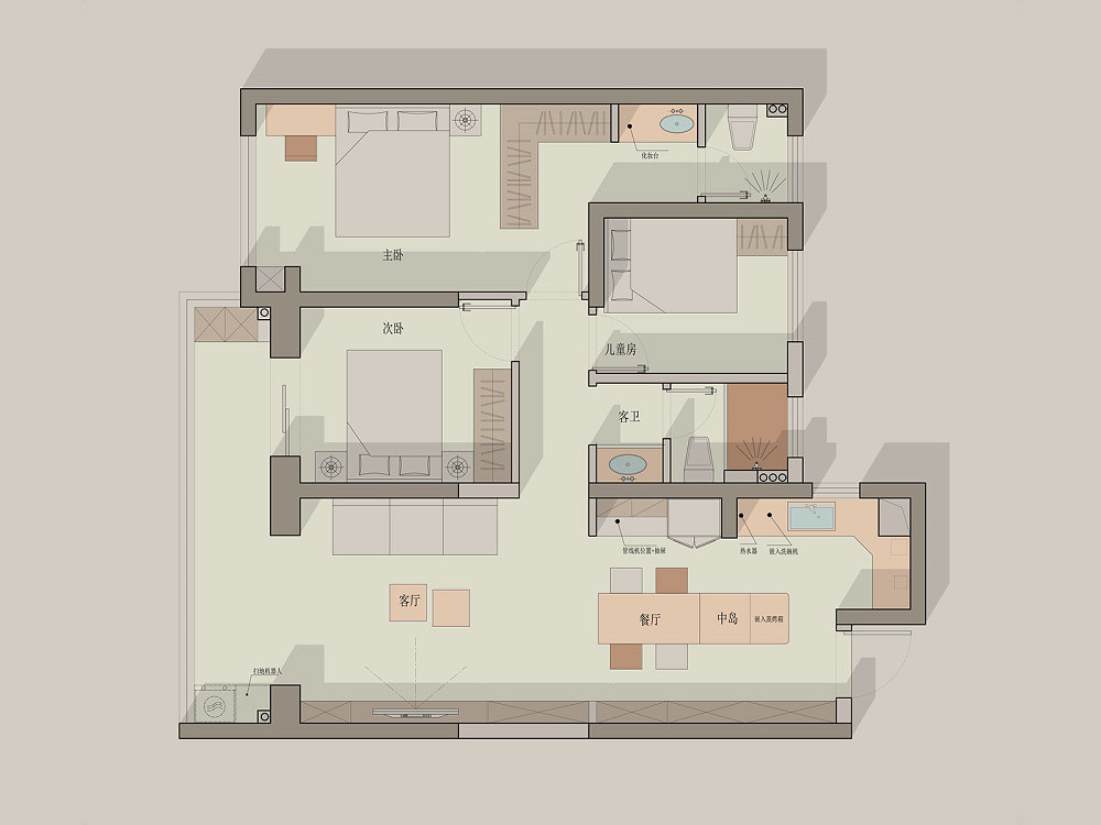 月亮灣137平現代風格裝修效果圖