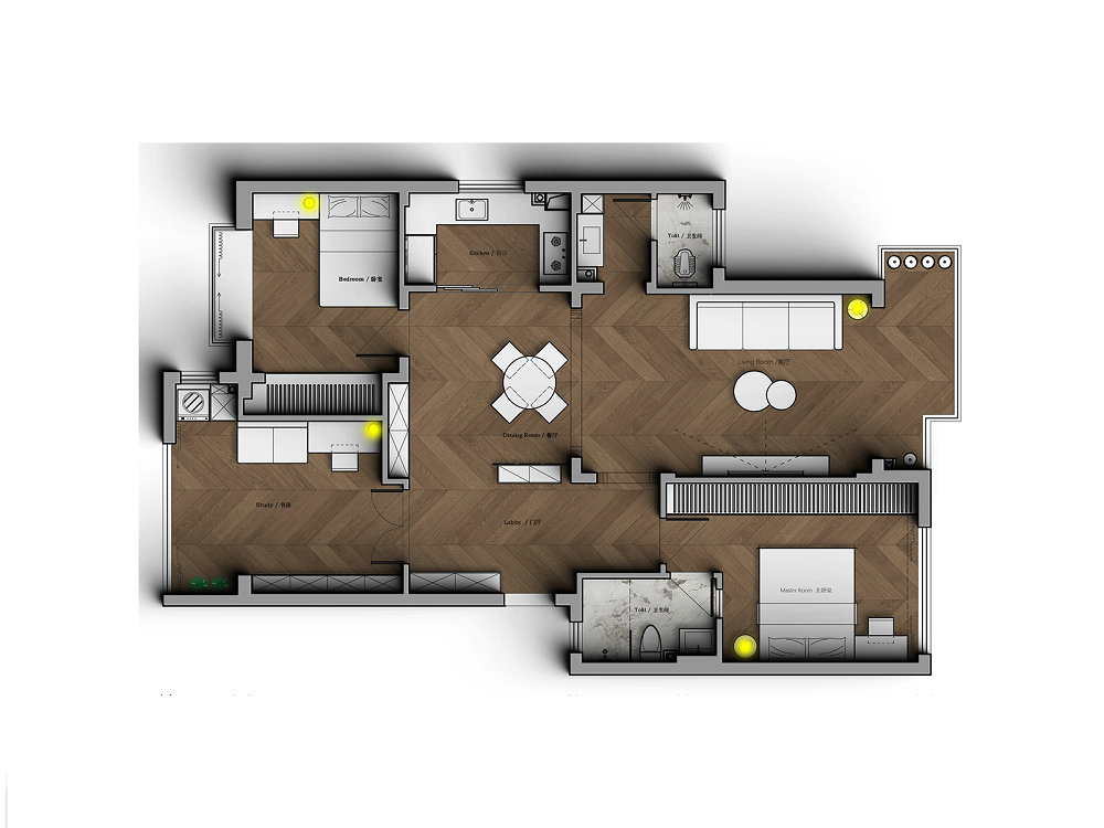 錦繡龍城117平中古風格裝修效果圖