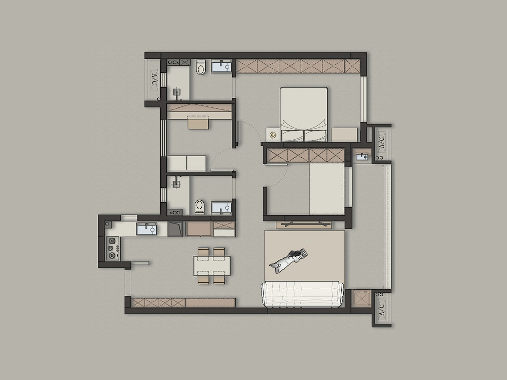 二十四城118平法式復古風裝修效果圖