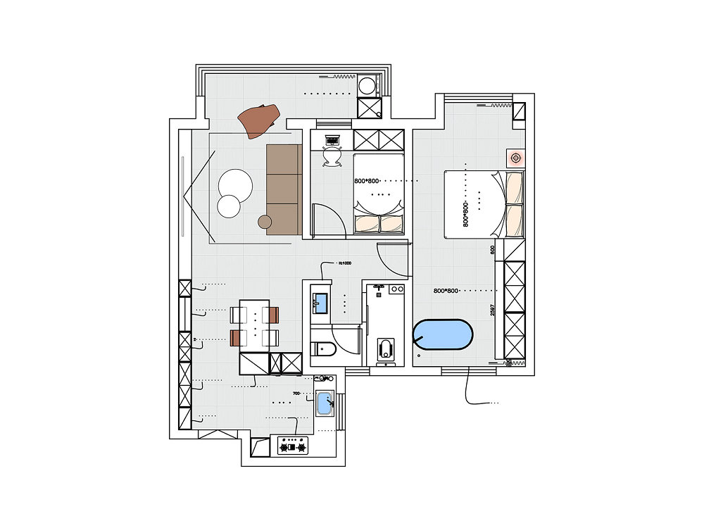 中建大公館102平意式輕奢風格裝修效果圖