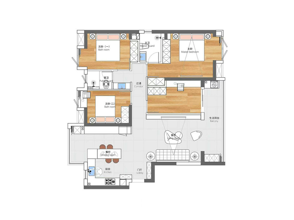 保利城140平現代簡約風格裝修效果圖