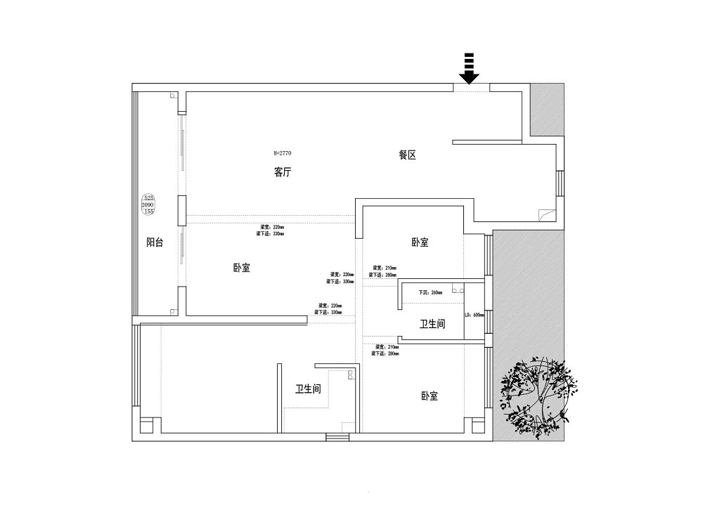 綠城留香園132平原木奶油風格裝修效果圖