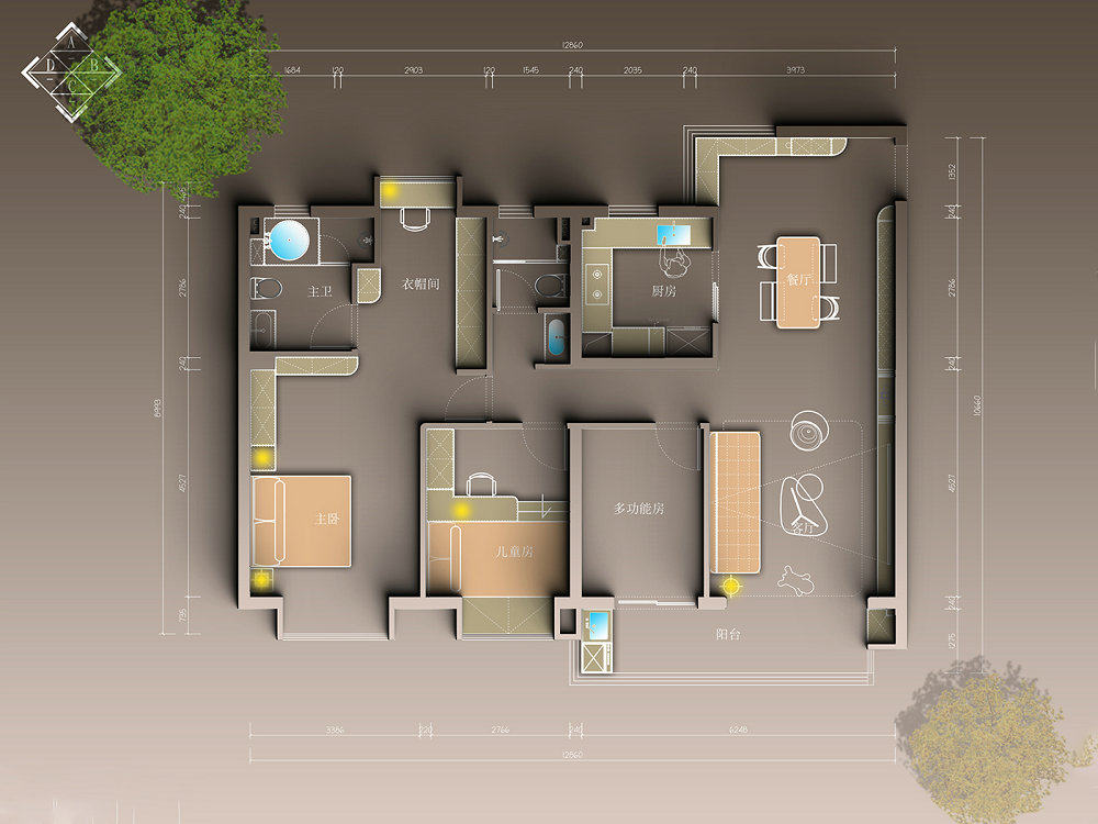 鋼旅藍郡141平奶油風格裝修效果圖