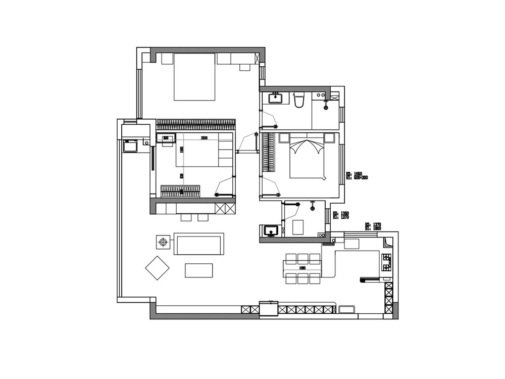 中交澄園130平現代風格裝修效果圖
