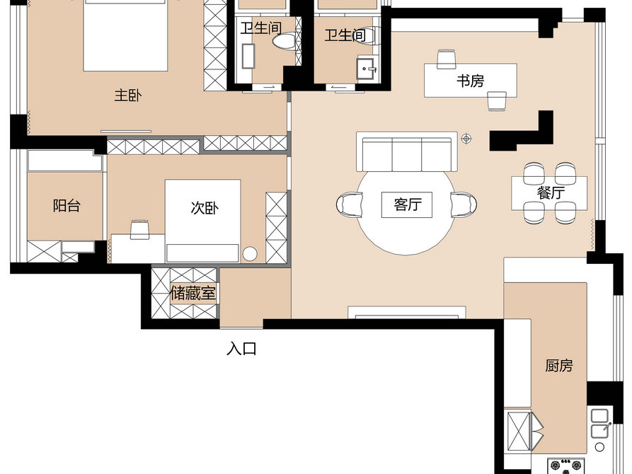 常青花園現代風格裝修效果圖