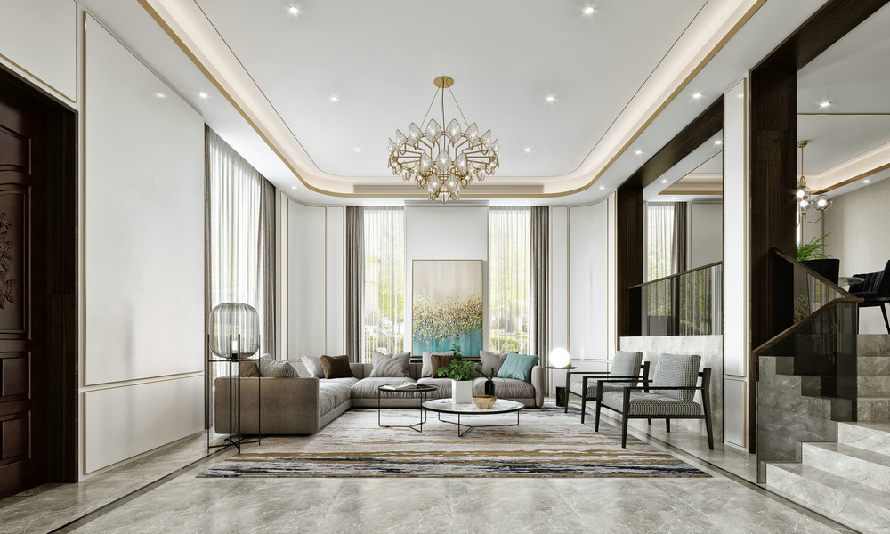 知音湖院子現代輕奢風格別墅裝修效果圖