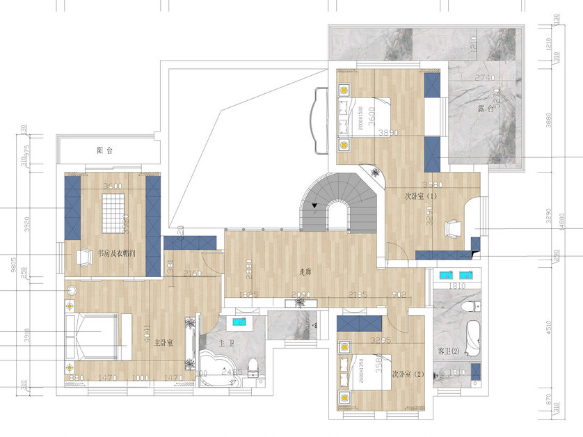 藏龍島別墅鄉村美式風格裝修效果圖