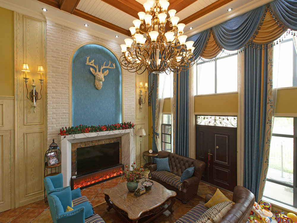 藏龍島別墅鄉村美式風格裝修效果圖