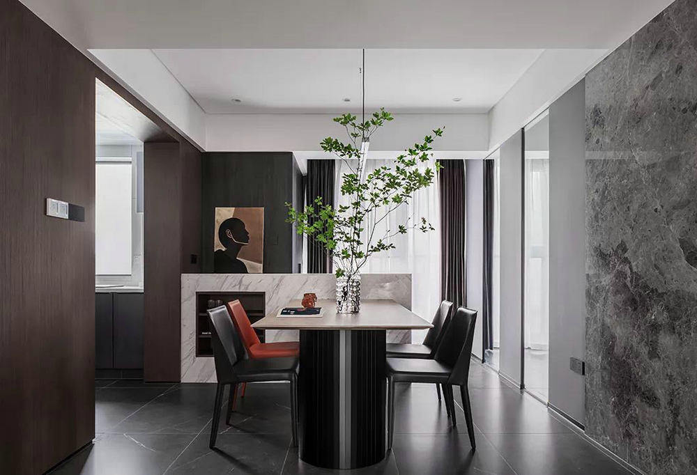 綠地公館118平現代黑白灰裝修效果圖