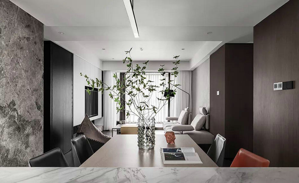 綠地公館118平現代黑白灰裝修效果圖