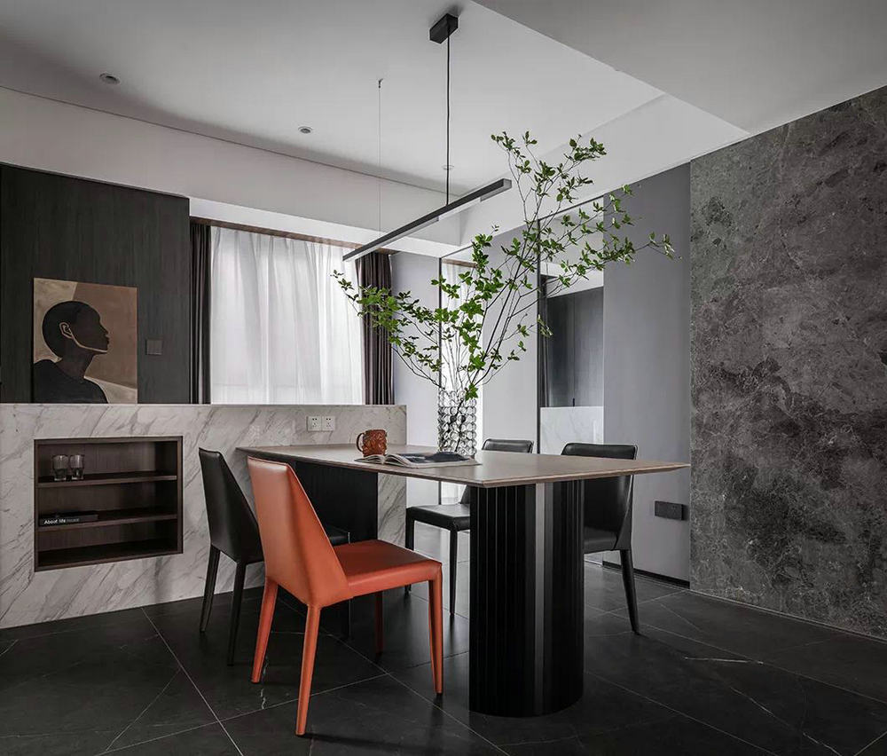 綠地公館118平現代黑白灰裝修效果圖