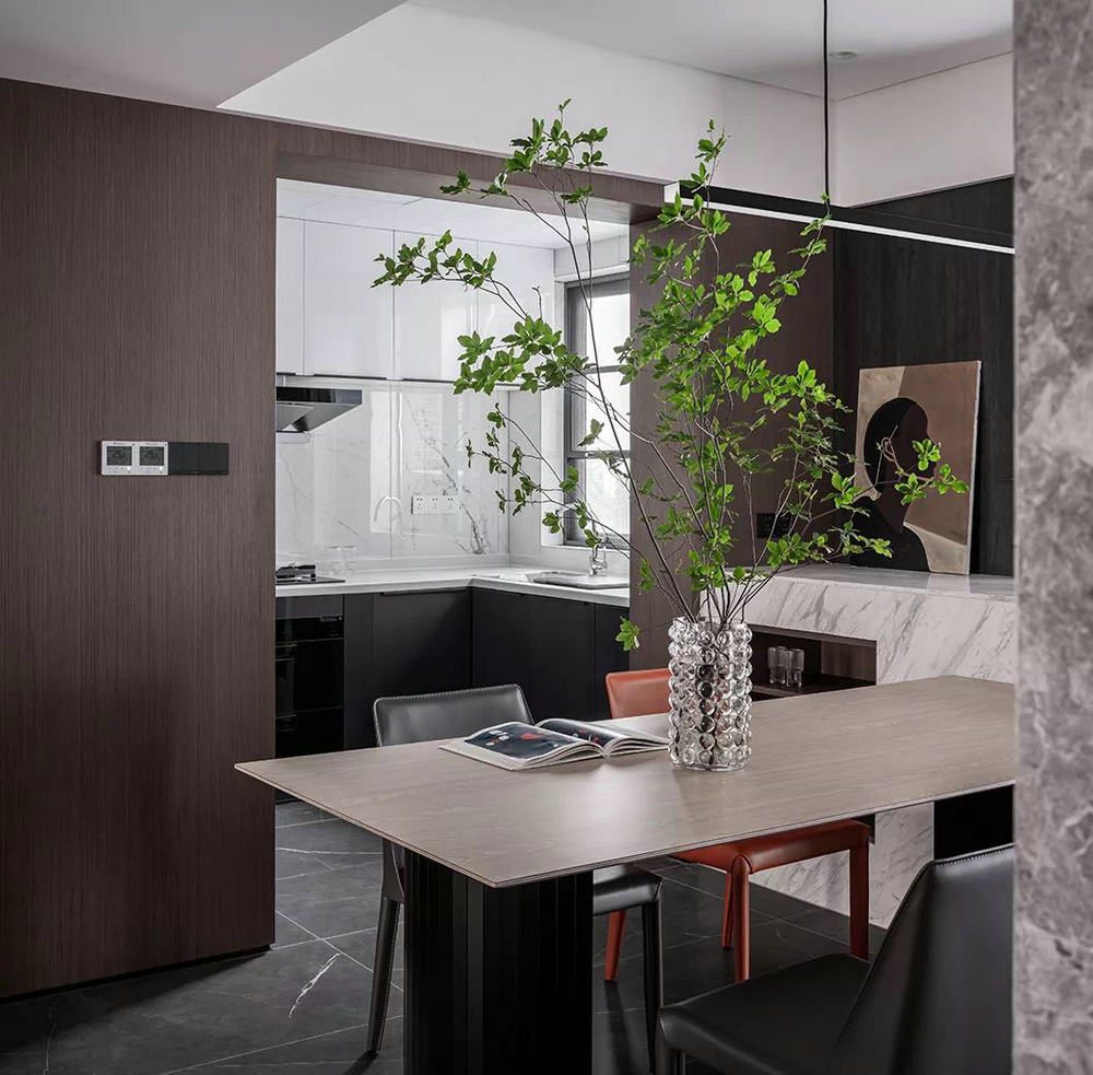 綠地公館118平現代黑白灰裝修效果圖