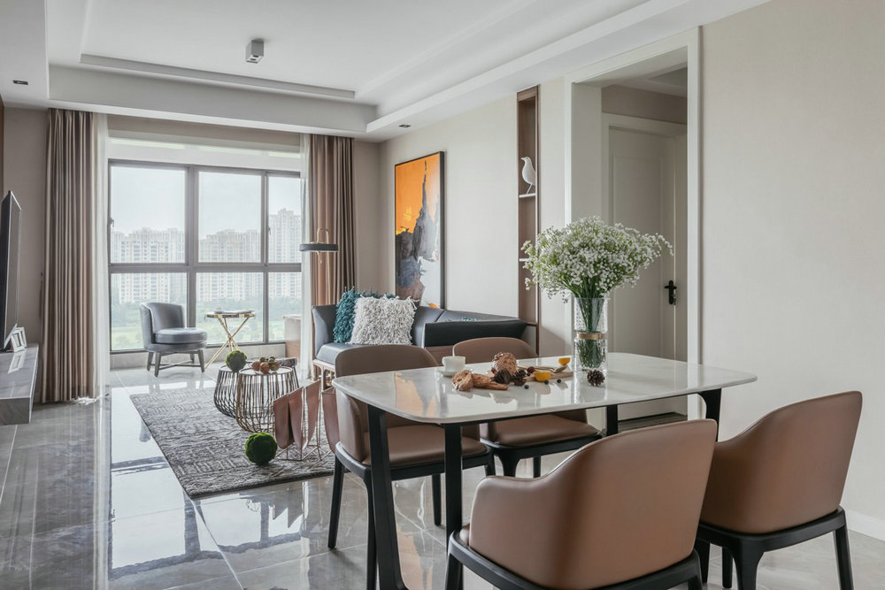 遠洋漢口中心92平現代風格裝修效果圖