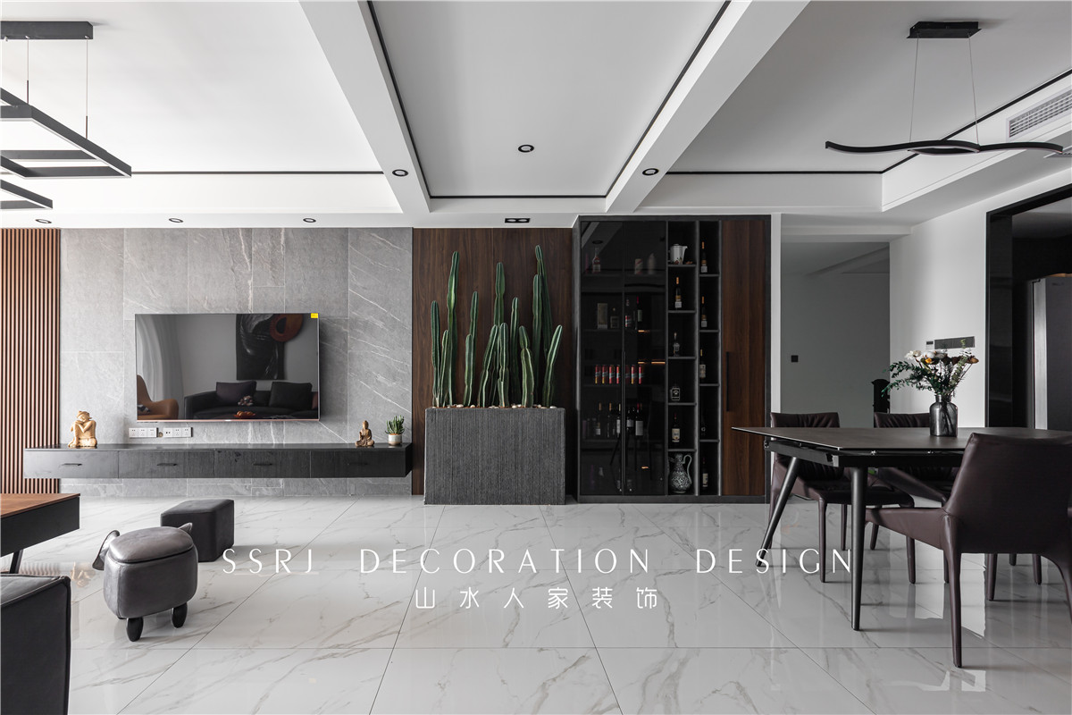 海倫小鎮330平別墅現代黑白灰裝修效果圖