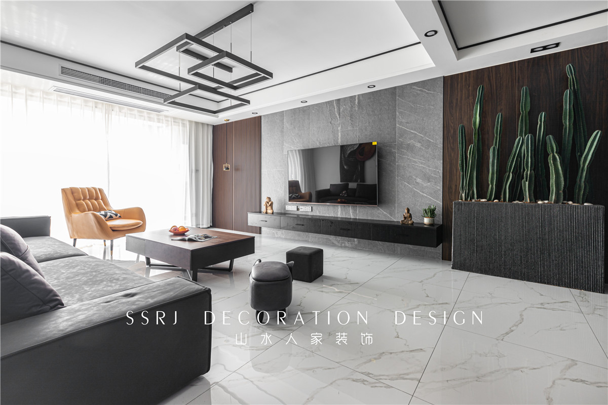 海倫小鎮330平別墅現代黑白灰裝修效果圖