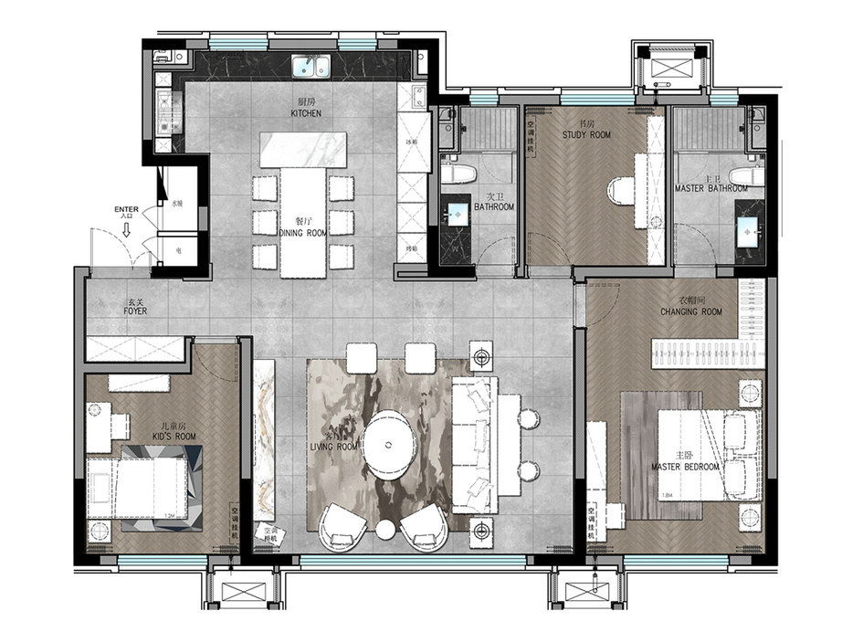 沿海賽洛城新中式風格裝修效果圖